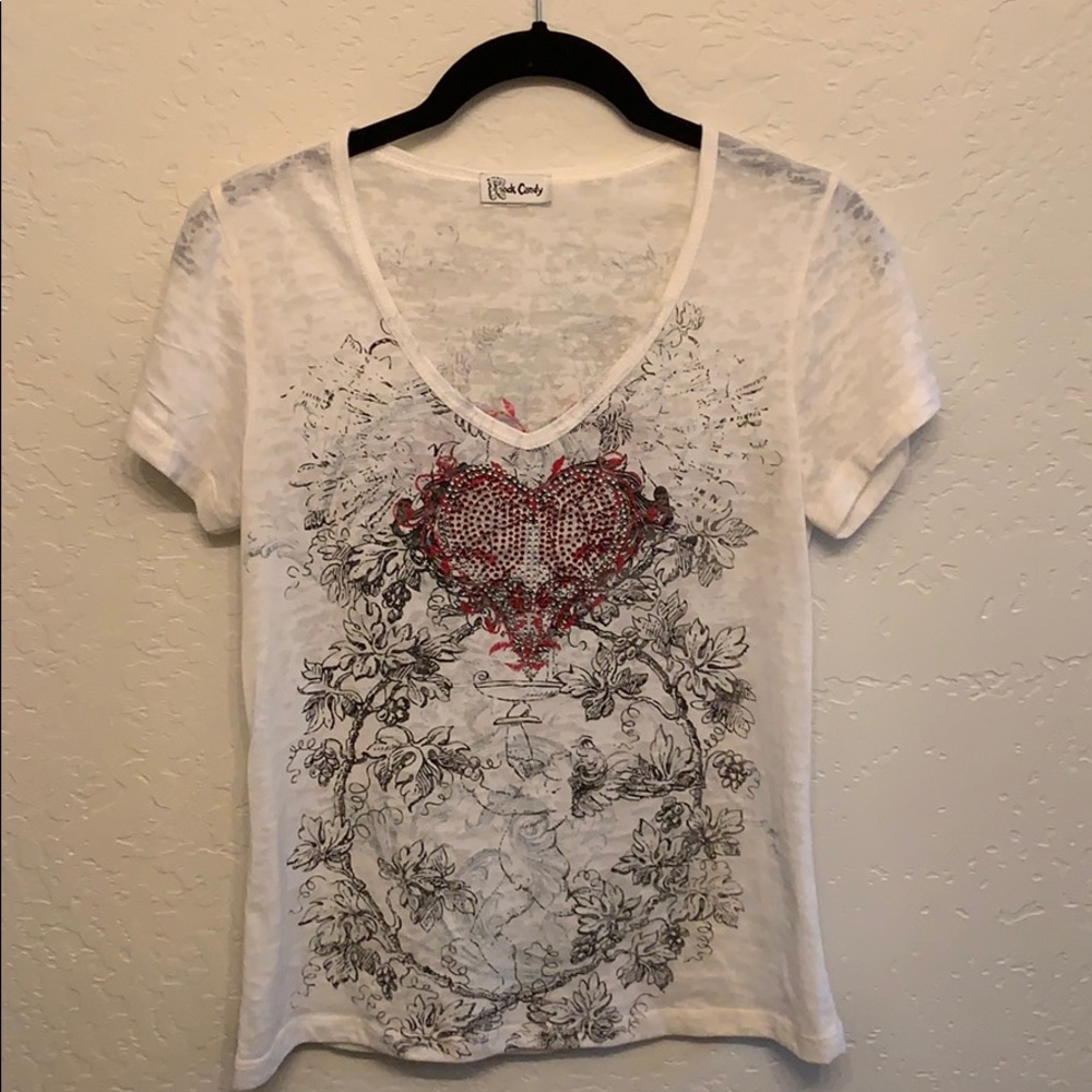 Rhinestone embellished Burn out T‎
